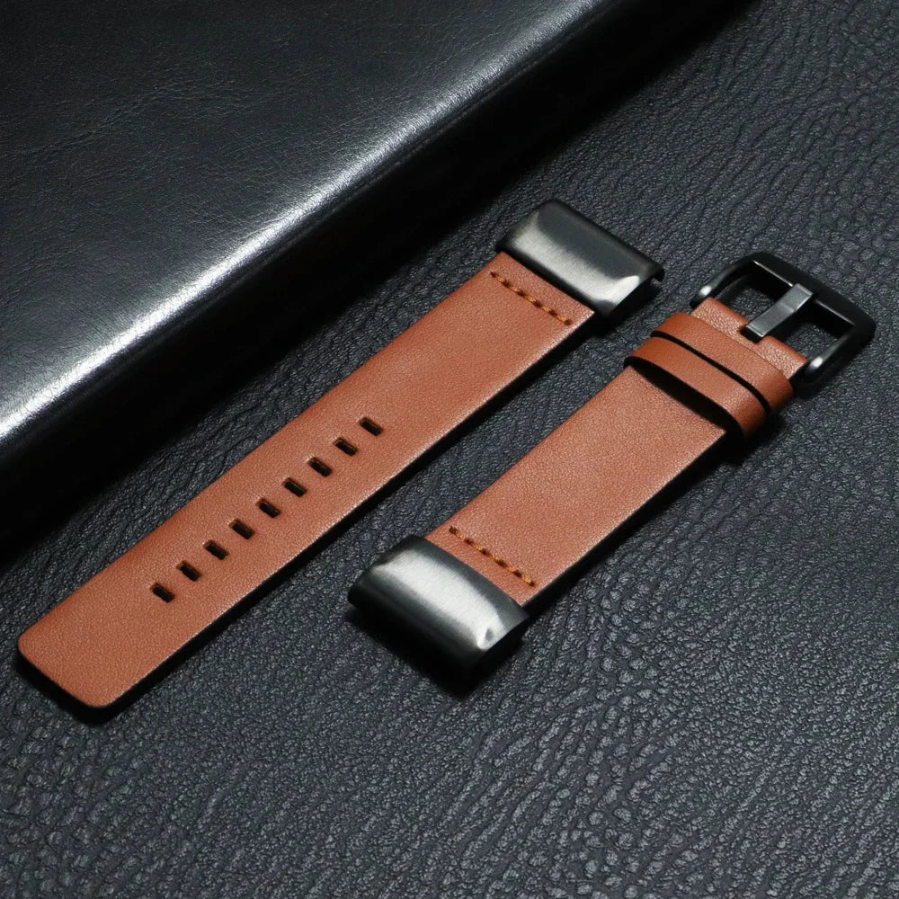 Garmin QuickFit Minimal Leather Band in Cognac / Black