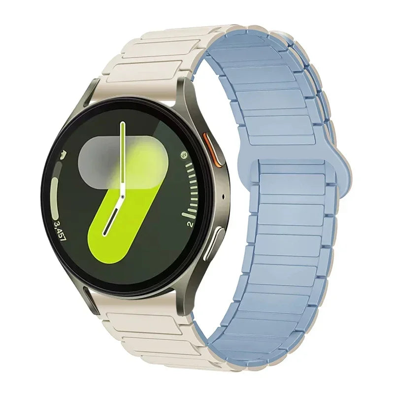 COROS Ribbed Magnetic Silicone Loop Band – Cream / Light Blue