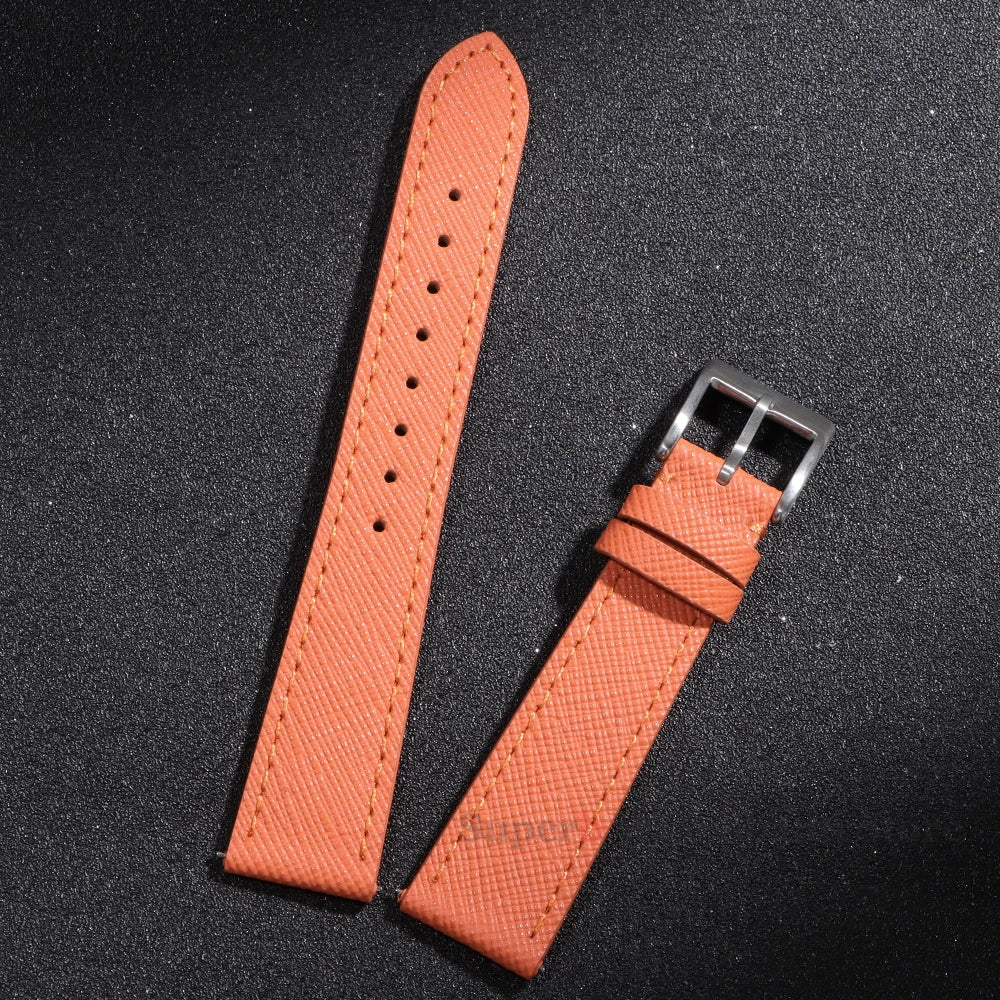 Garmin 18/20/22mm Quick Release Saffiano Leather Band in Orange