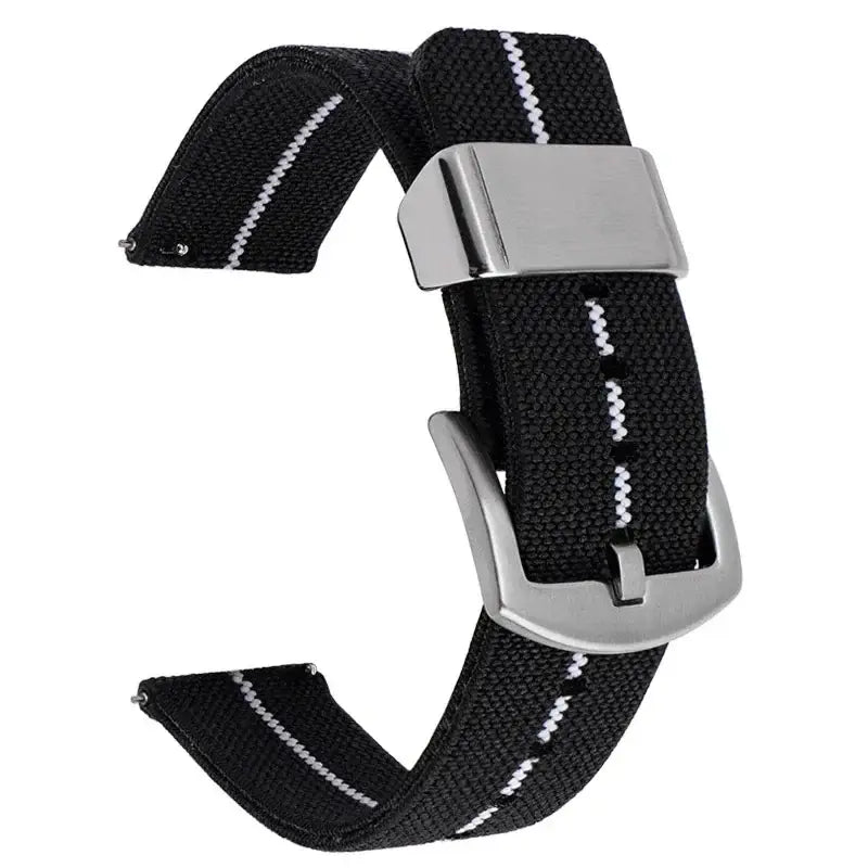 TicWatch Nylon Band with Wide Metal Keeper - Black / White Stripe