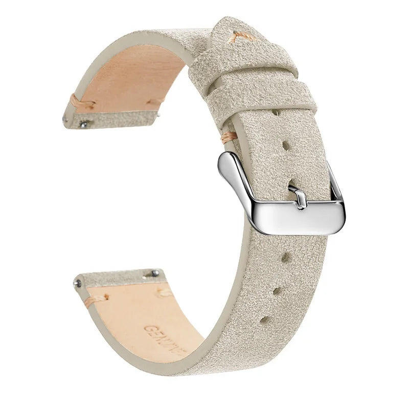 OnePlus Leather Quick Release Watch Band Strap for Smartwatch in light color with silver buckle.
