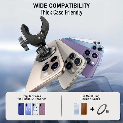 Magnetic Golf Cart Phone Mount with Bar Clamp, MagSafe Compatible