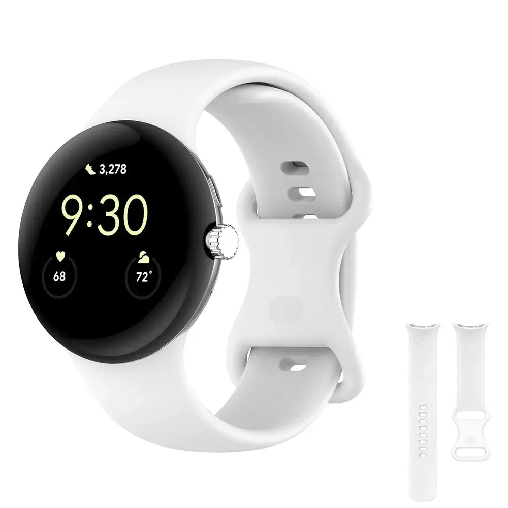 Smooth Silicone Google Pixel Watch Band in White
