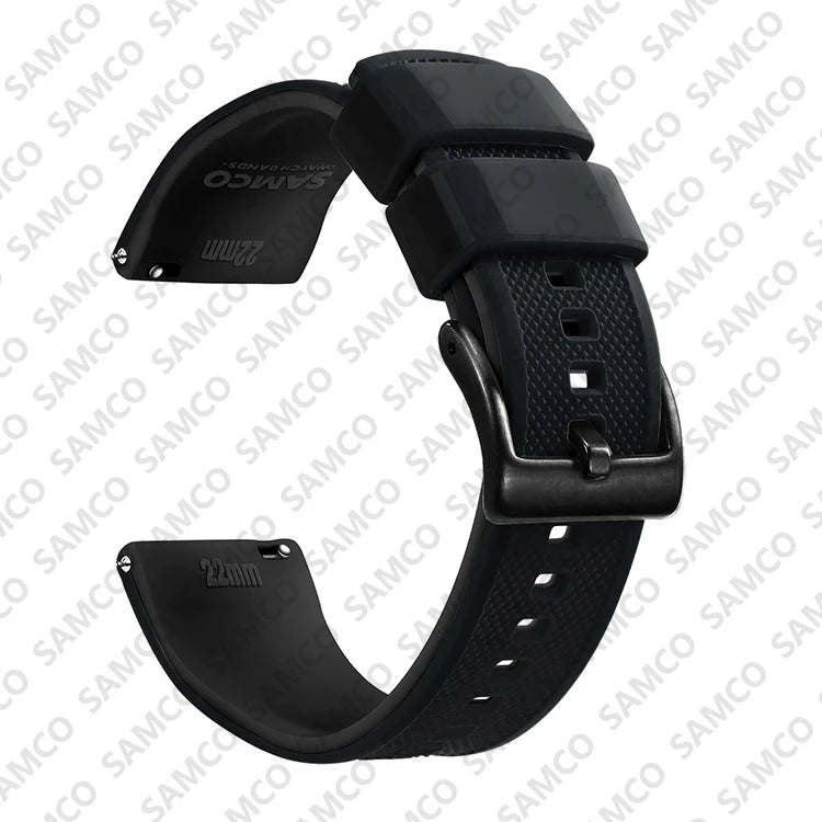 COROS Textured Silicone Watch Band with Buckle Choices - Black - Black Buckle