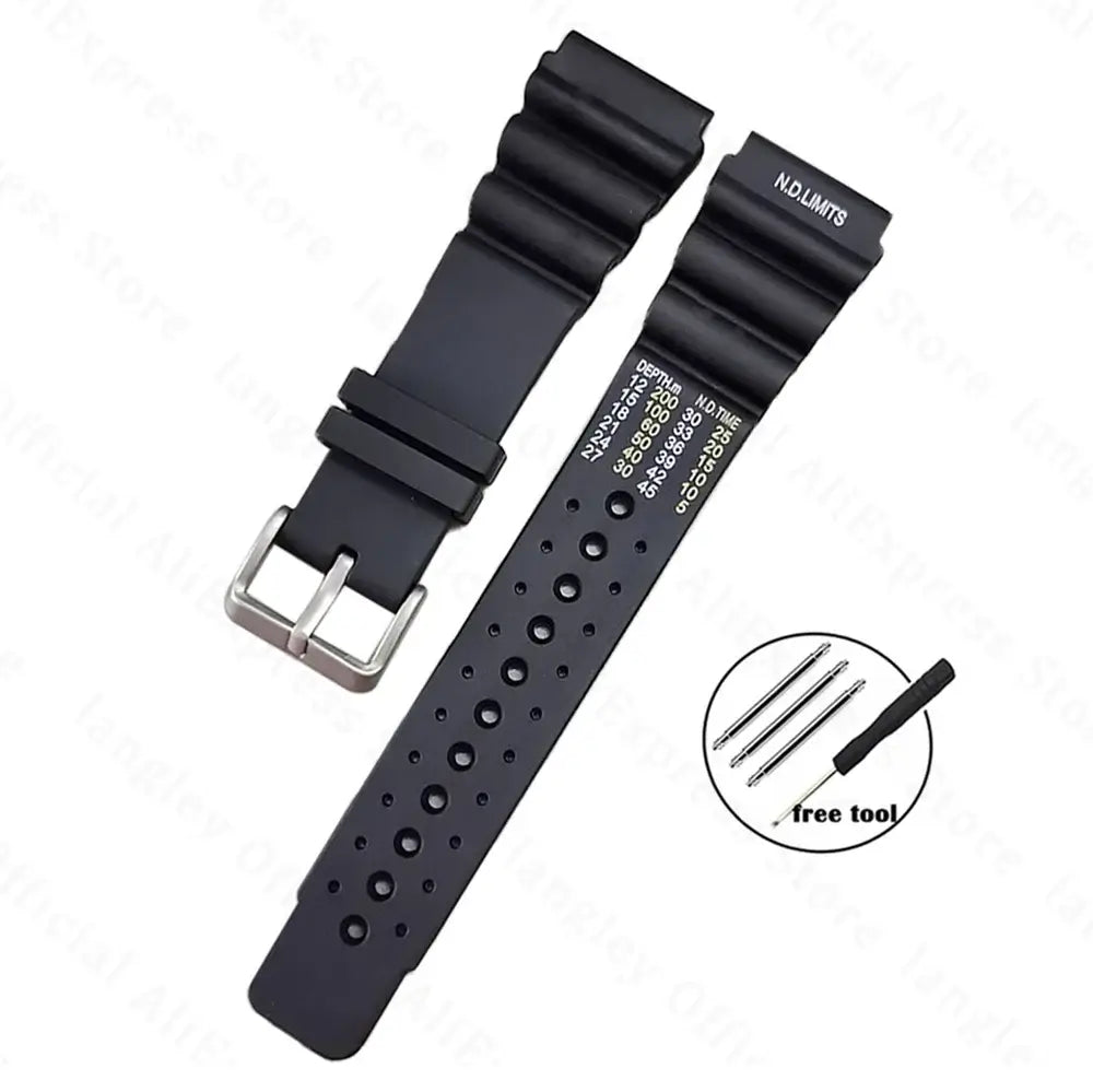 Eco-friendly black sports silicone Suunto watch band with buckle and free tool for easy installation. Durable and stylish option.