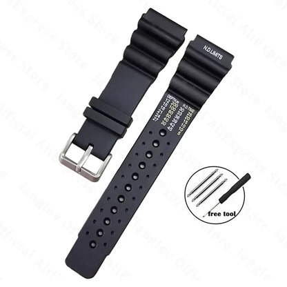 Eco-friendly black sports silicone Suunto watch band with buckle and free tool for easy installation. Durable and stylish option.