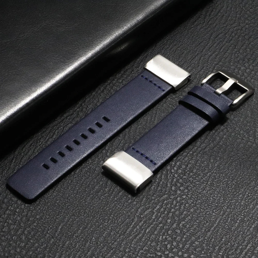 Garmin QuickFit Minimal Leather Band in Navy / Silver
