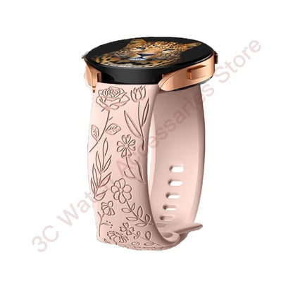 Garmin Rose Engraved Silicone Band in Pink