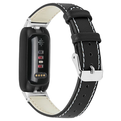 Fitbit Inspire 3 leather band with classic clasp, stylish and breathable smartwatch strap for everyday wear.