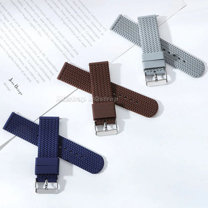 Tread Pattern Silicone Band in navy blue, brown and gray