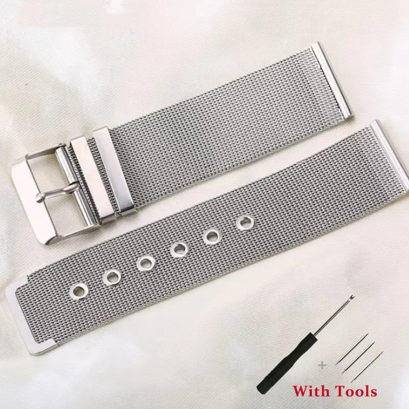 Milanese Mesh Buckle Band in Silver