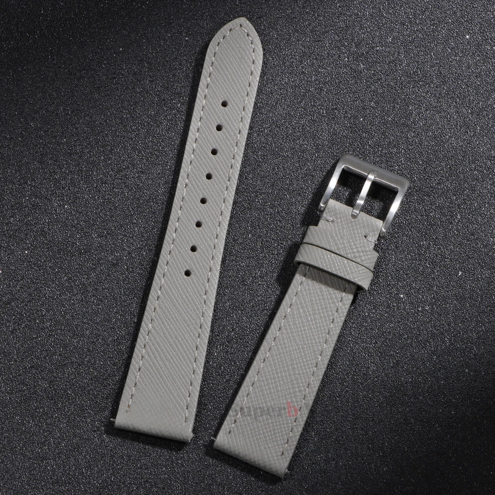Garmin 18/20/22mm Quick Release Saffiano Leather Band in Gray