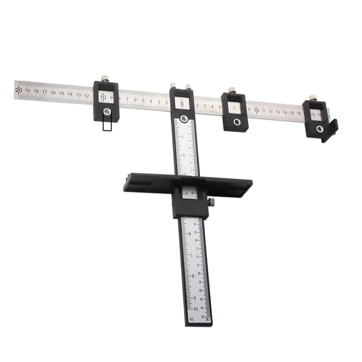 Adjustable cabinet hardware jig for knobs and pulls, black
