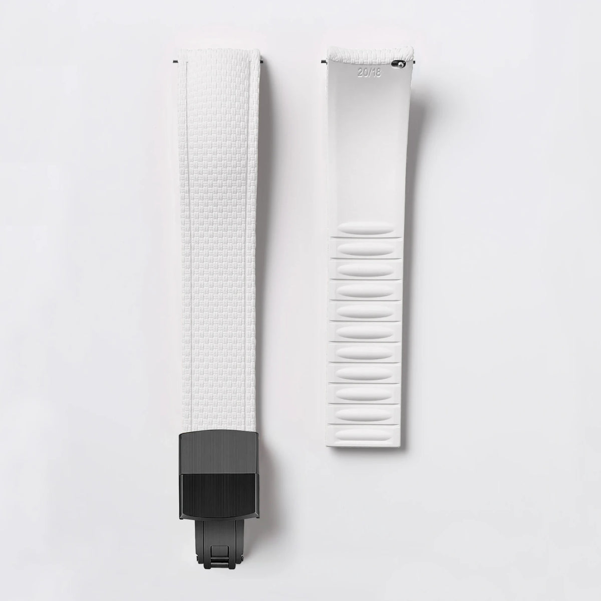 Garmin Curved-End FKM Rubber Band in White with Black Clasp