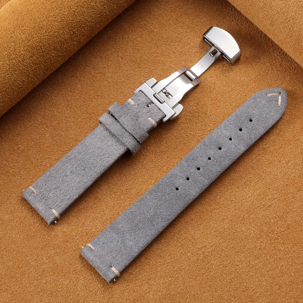 Suede Butterfly Clasp Band in Gray