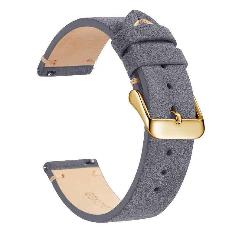OnePlus Leather Quick Release Watch Band Strap for Smartwatch in grey with gold buckle