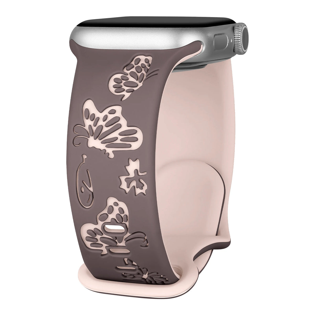 Two-Tone Butterfly Silicone Apple Watch Band in Mauve / Pink
