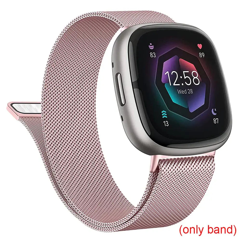 Fitbit Versa 3/4 & Sense 1/2 Magnetic Mesh Band - Rose Pink