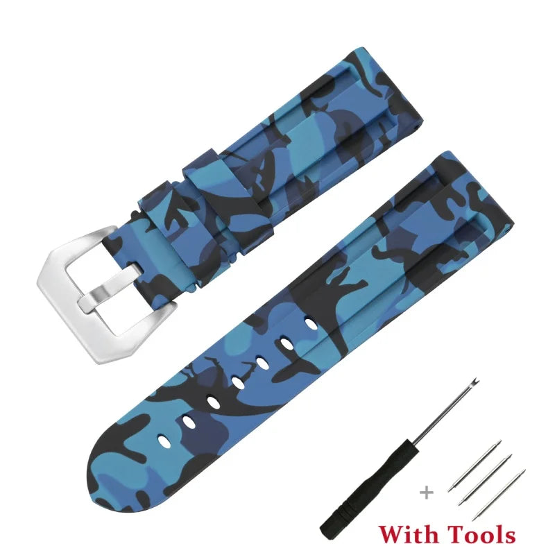 COROS Silicone Buckle Band in Solid and Camo Colors – Blue Camo