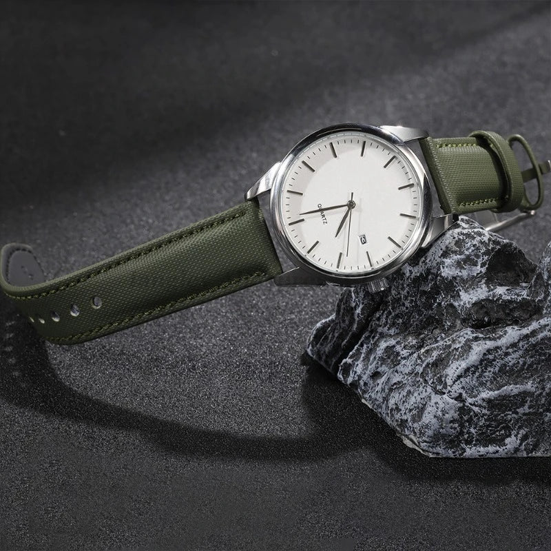 Olive nylon strap worn on watch for COROS – BandsCo Straps
