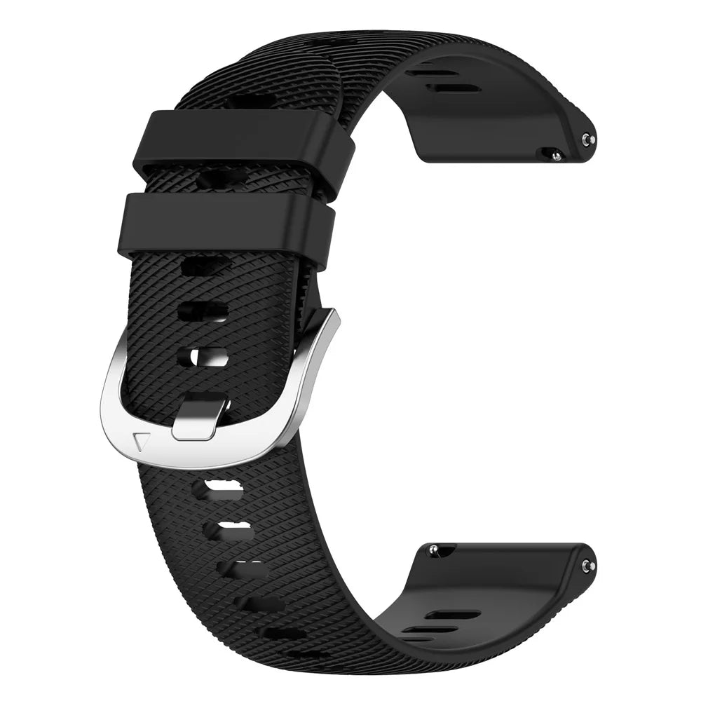 Motorola Moto Textured Silicone Sport Band in Solid and Two-Tone Colors — Black / Silver Buckle