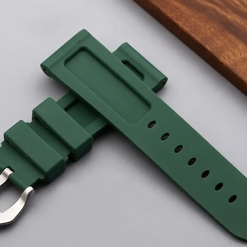 Green silicone strap recessed panel and underside for compatible Huawei watches