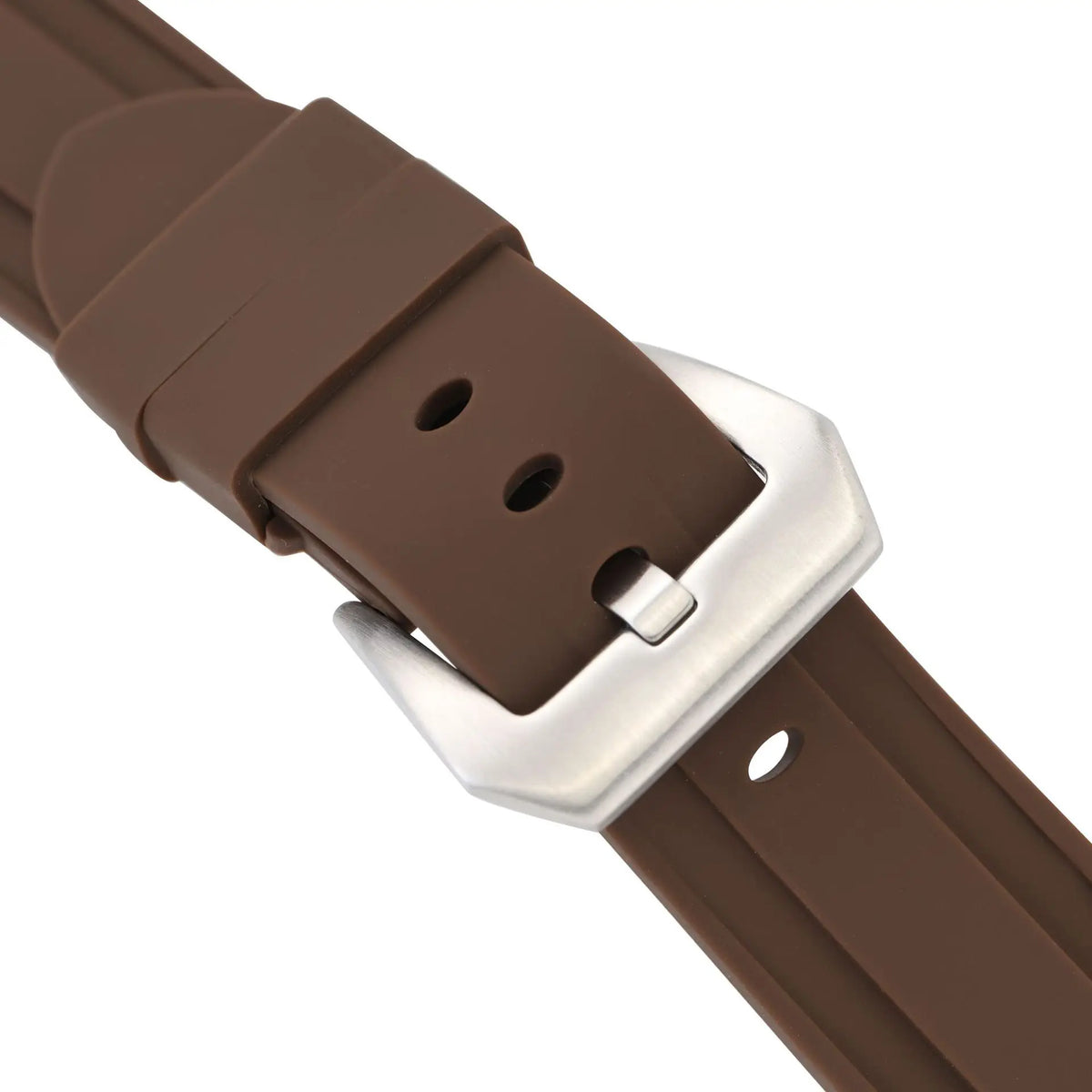 OnePlus Smartwatch Bands Silicone Sport Watch Strap Waterproof Bracelet close-up of brown silicone strap buckle