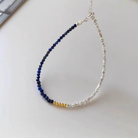 Lapis lazuli bead bracelet, 925 sterling silver