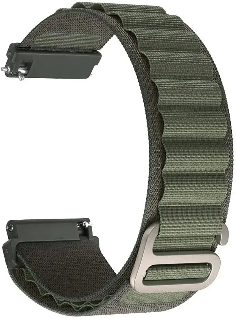 Motorola Moto Alpine-Style Nylon Band with Metal Hook — Olive Green / Silver Hook