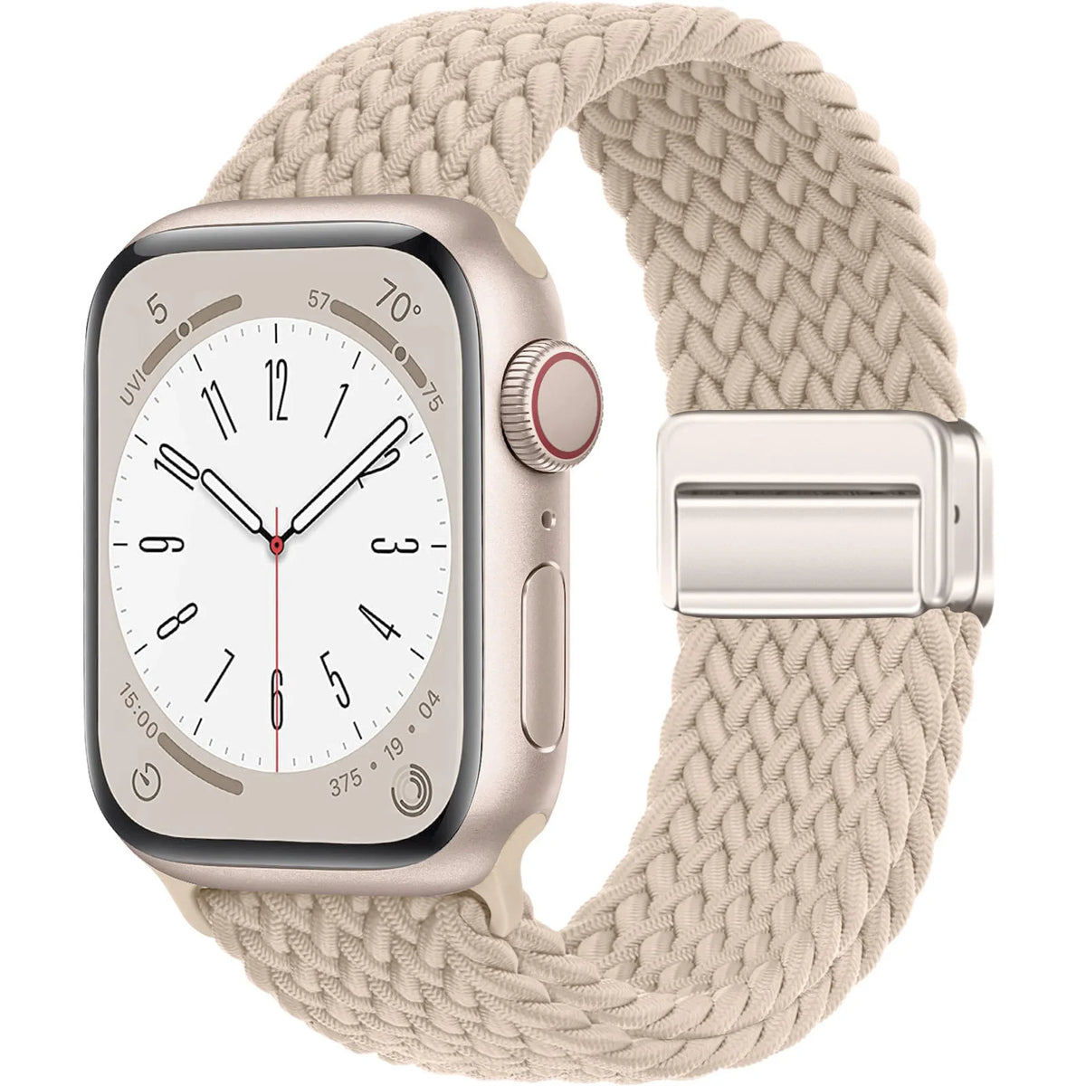 Braided Nylon Apple Watch Band with Magnetic Clasp in Sand
