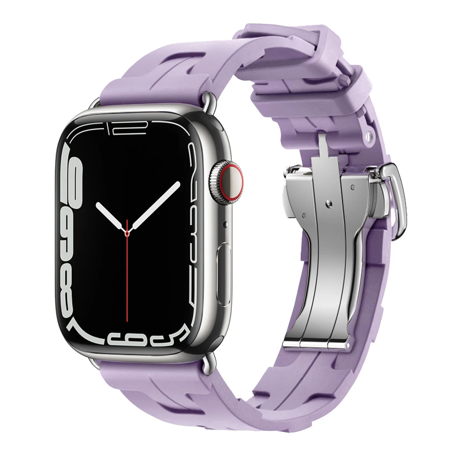 Apple Watch Silicone Band in lavender color, soft, flexible, and waterproof for comfort during activities.
