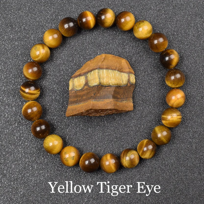 Golden or Silver Sheen Obsidian Bead Bracelet, 6mm or 8mm