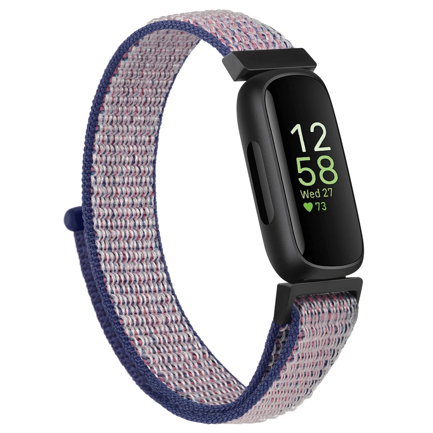 Fitbit Inspire 3 with adjustable nylon strap, comfortable sport band for everyday wear and durability.