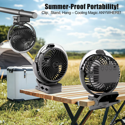 Misting Clip-On Fan for Golf Carts, Rechargeable