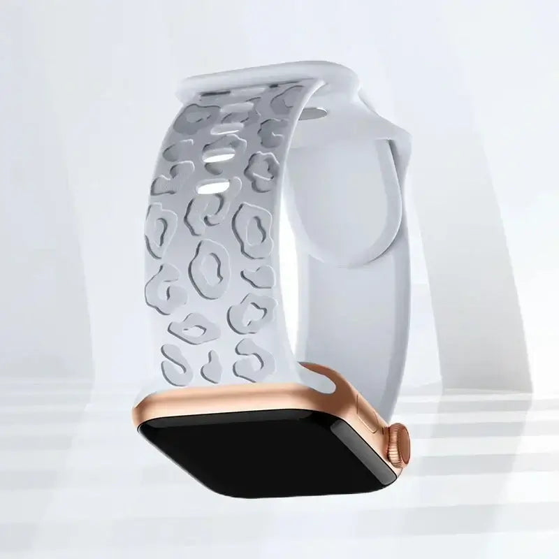 Light Gray Leopard silicone Apple Watch band