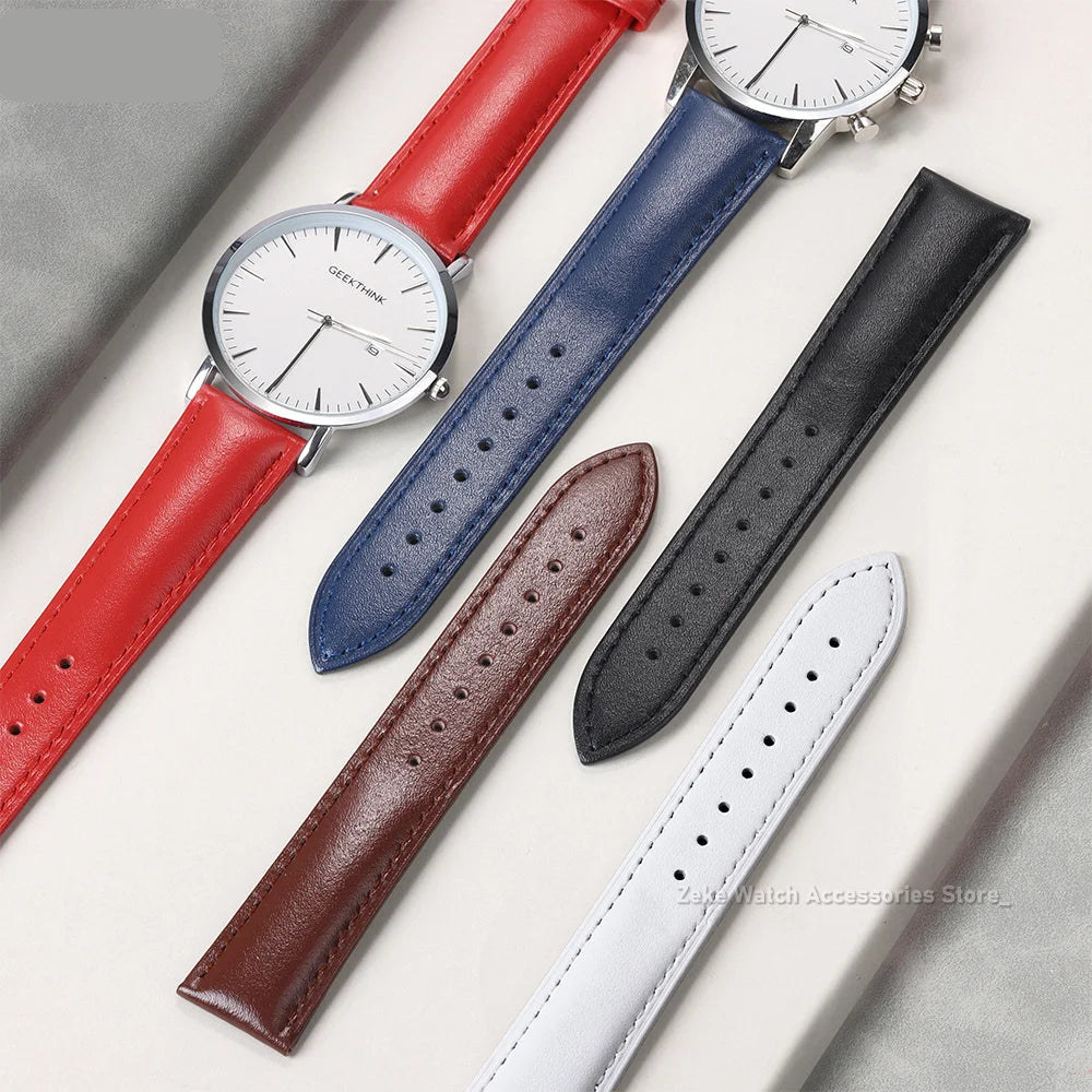 Slim Calfskin Band in red and white with a watch