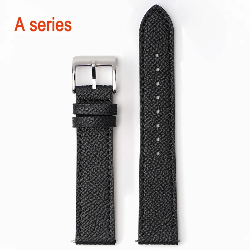 Garmin Epsom Leather Band in Black with Silver Buckle