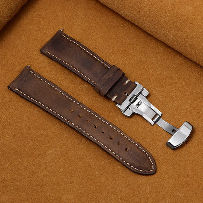 Calfskin Butterfly Clasp Band in Dark Brown
