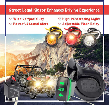 Golf Cart Turn Signal Kit with Horn, Hazard Switch and LED Lights, 12V