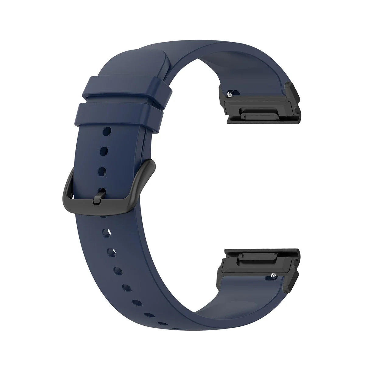 Garmin silicone watch strap in navy blue, flexible band for smartwatch replacement, easy-to-attach quickfit design.