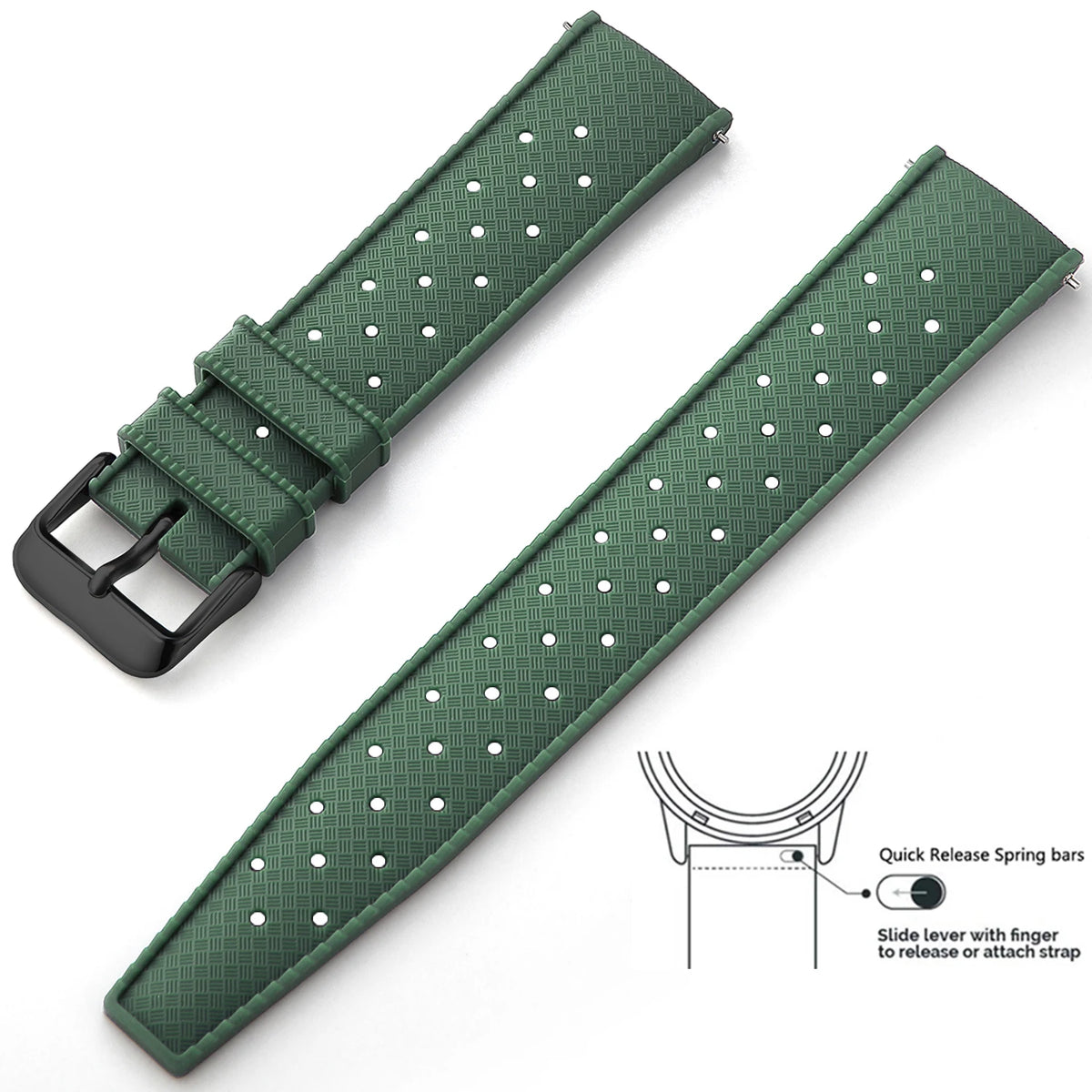 Tropic Silicone Band for Polar – Forest Green / Black Buckle
