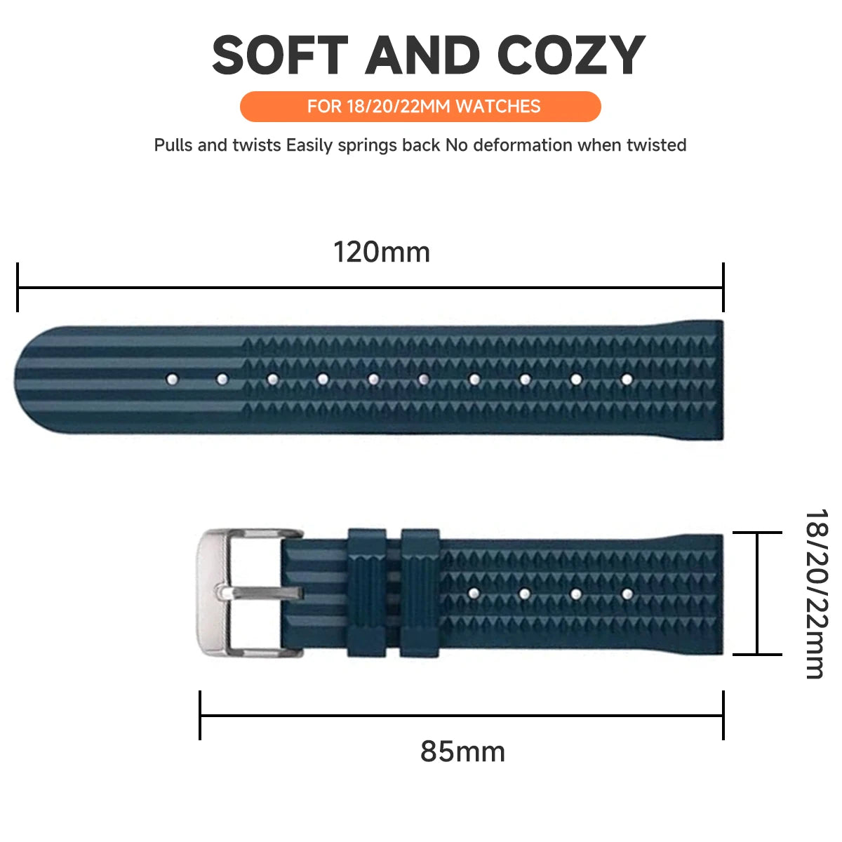 Garmin FKM Rubber Waffle Band — strap dimensions