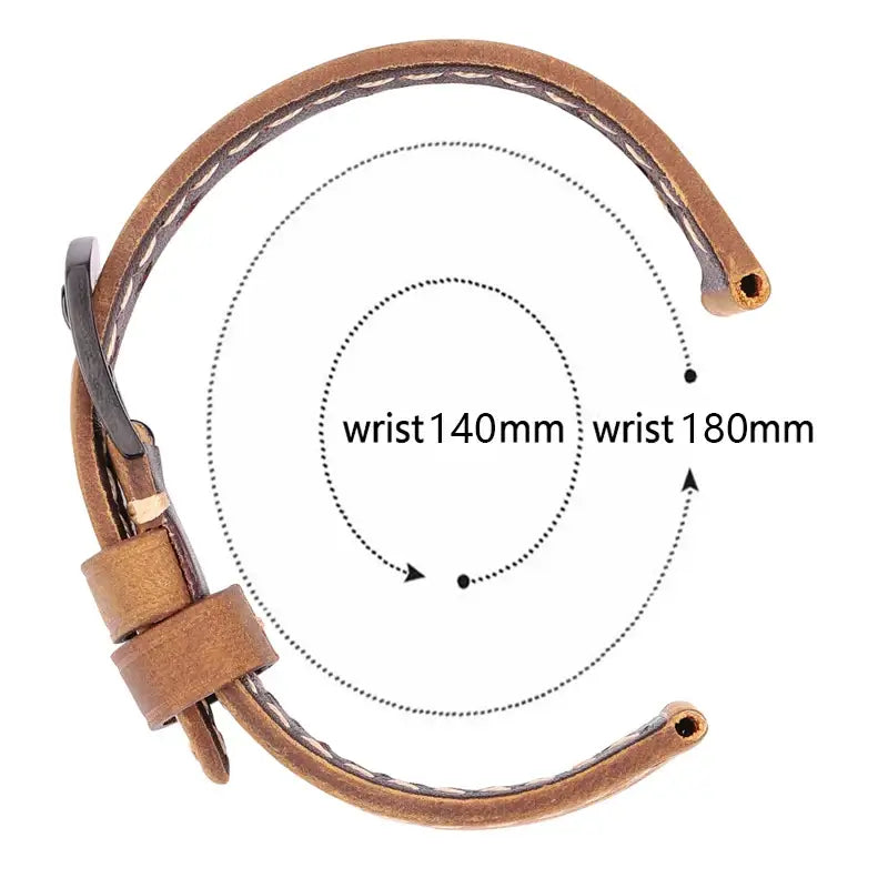 Leather watch band wrist-size illustration for compatible Huawei watches