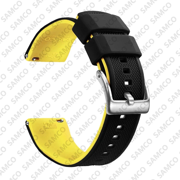 OnePlus Watch Band Quick Release Silicone Strap Sweat Resistant Black with yellow accents
