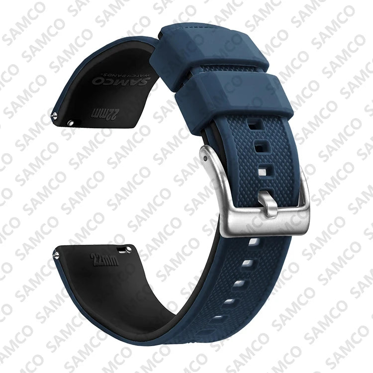 Polar Textured Silicone Band with Buckle Choices – Navy / Black / Silver Buckle