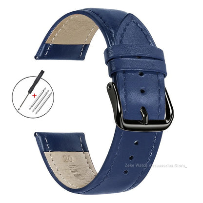 Slim Calfskin Band in Navy Blue with Black Buckle