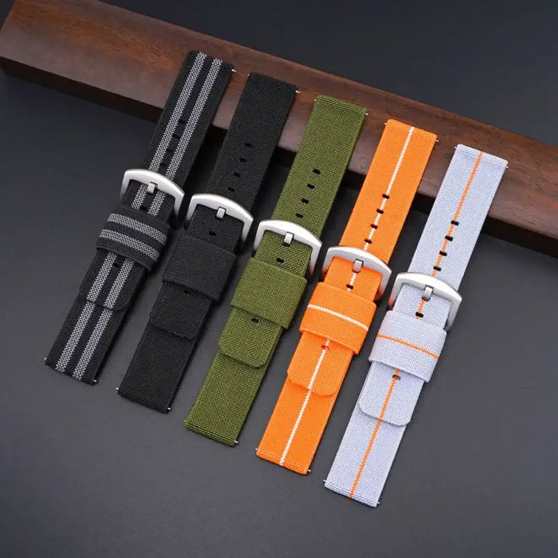 Solid and striped woven nylon bands