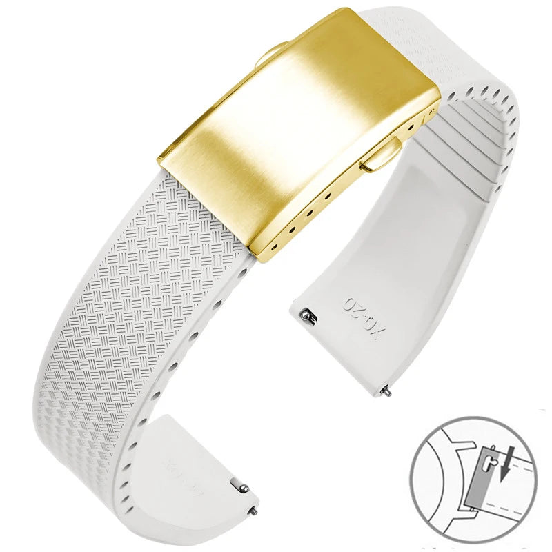 Garmin FKM Rubber Band in White with Gold Clasp