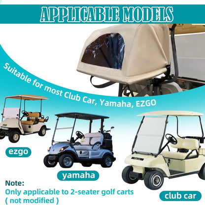Golf Cart Rear Bag Rain Cover with Clear Windows and Bracket