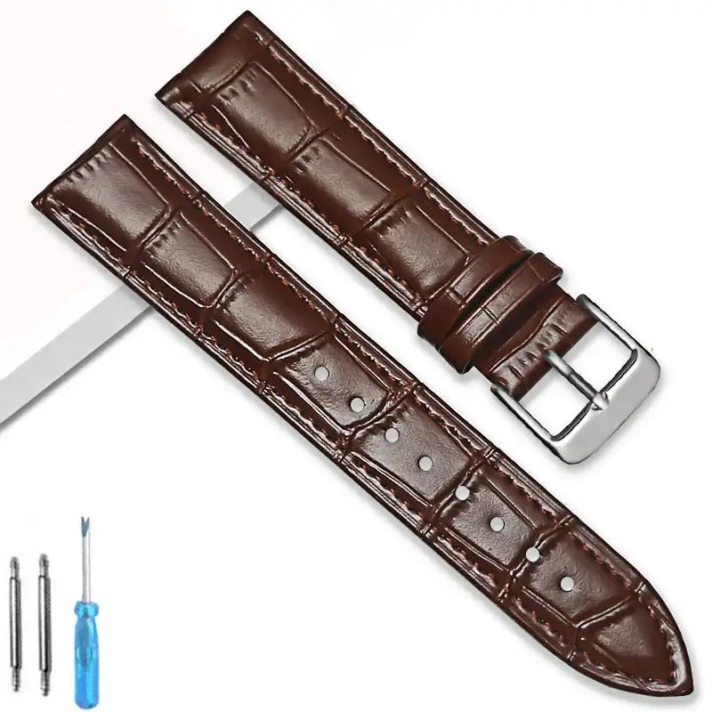 Suunto Crocodile-Embossed Leather Buckle Band – Dark Brown / Silver Buckle